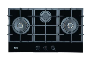 Rays 3 Burners Glass Top Gas Kitchen Hob RGH 9030-GAT