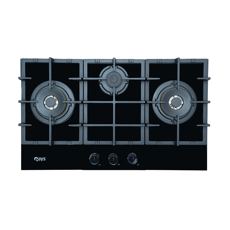 Rays 3 Burners Glass Top Gas Kitchen Hob RGH 9030-GAT